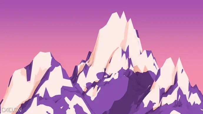 C4D制作低面多边形雪山教程 LOW-POLY CARTOONISH MOUNTAINS TUTORIAL