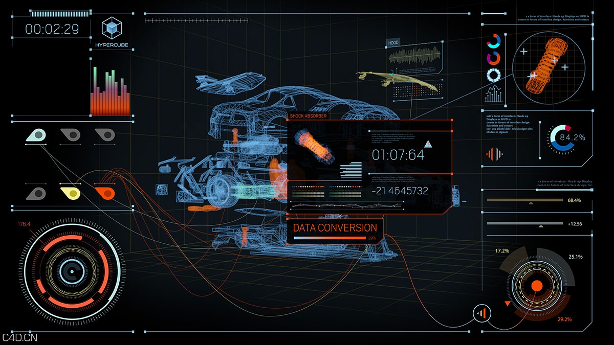 C4D/AE汽车分解动画工程模板 Auto decomposition animation project - C4D之家 - C4D-Auto-Show-1.jpg