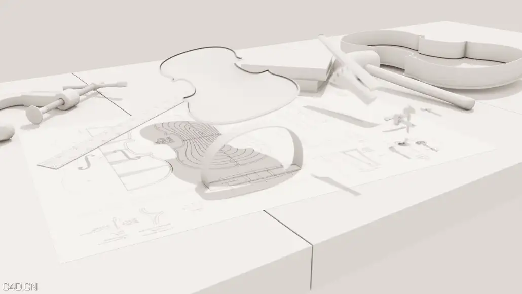 C4D/AE音乐创意工程：小提琴组合动画工程模板 Violin combination animation - C4D之家 - cinema4d_ Violin-combination-animation-project-template-1.jpg