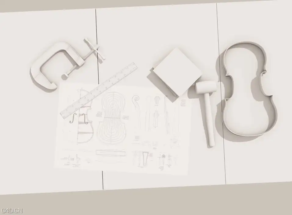 C4D/AE音乐创意工程：小提琴组合动画工程模板 Violin combination animation - C4D之家 - cinema4d_ Violin-combination-animation-project-template-2.jpg