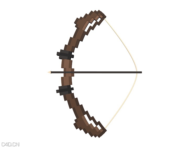 《我的世界》像素游戏模型：弓箭C4D模型 Bow 3d model