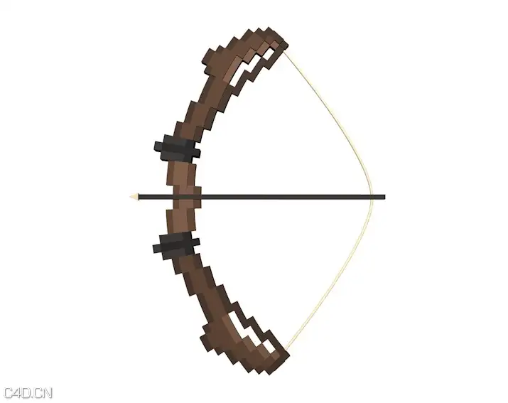 《我的世界》像素游戏模型：弓箭C4D模型 Bow 3d model