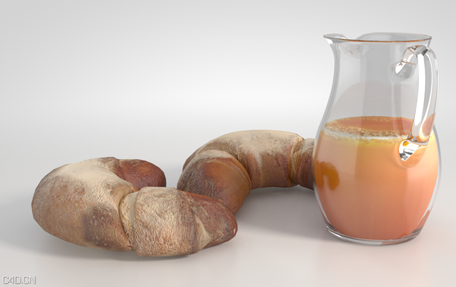 早餐面包和橙汁C4D模型 Breakfast Orange Juice/Crosaints - C4D之家 - Breakfast.png