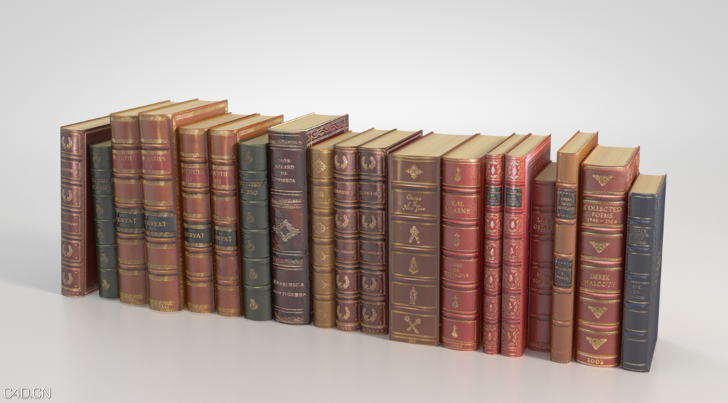 英文旧书籍C4D模型 C4D Vray Old Books
