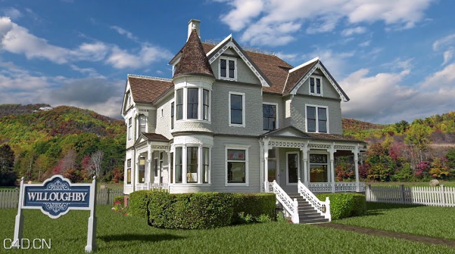 C4D维多利亚酒店投影视频教程 Victorian House Set Extension with Projection Man