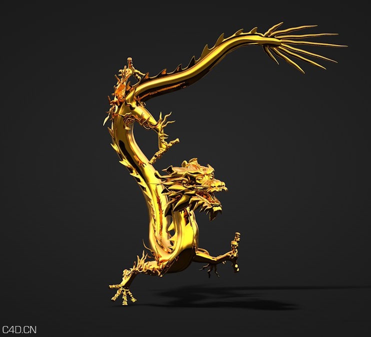 C4D金龙飞舞动画工程文件 golden dragon