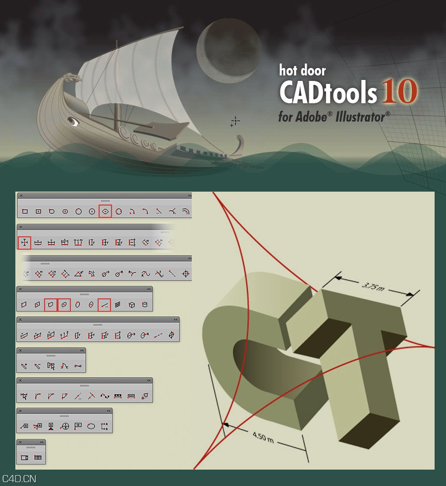AI工程制图距离测量标注图形绘制插件 中文版/英文版 CADTools 10 Win/Mac