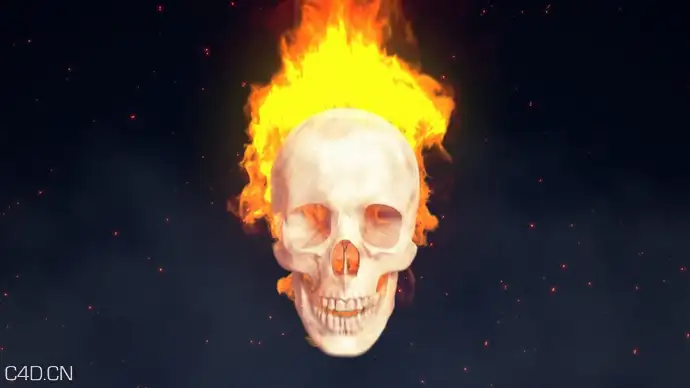 C4D/AE创建一个燃烧的骷髅头效果视频教程 CREATING A FLAMING SKULL INTRO TUTORIAL