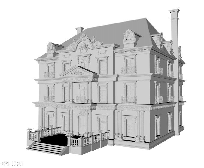三层欧式高精度大楼C4D模型 Building 3D model - C4D之家 - cinema4d_ 2016-05-24 20.42.59.jpg