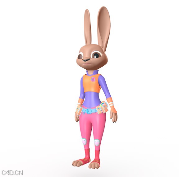 兔子卡通角色形象C4D模型 Rabbit cartoon character 3D model