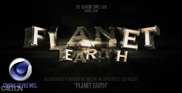 AE/C4D模板-钢铁3D文字旋转动画游戏电影预告宣传片标题 Planet Earth