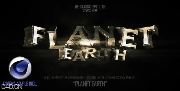 AE/C4D模板-钢铁3D文字旋转动画游戏电影预告宣传片标题 Planet Earth