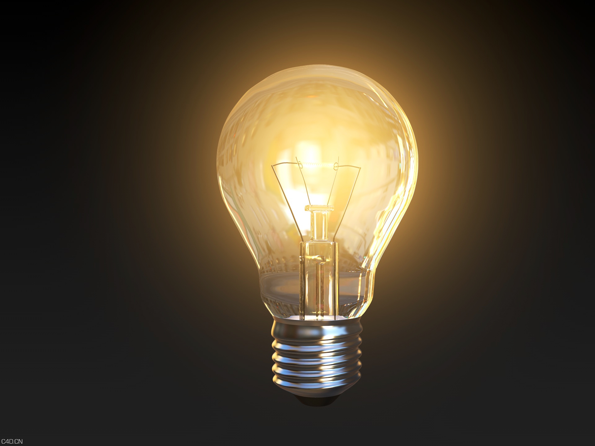 一个灯泡，白炽灯，c4d模型，包含建模细节 - C4D之家 - 灯泡.jpg