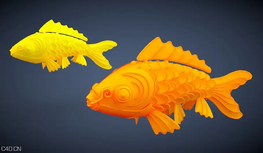 吉祥鲤鱼C4D模型 carp 3d model