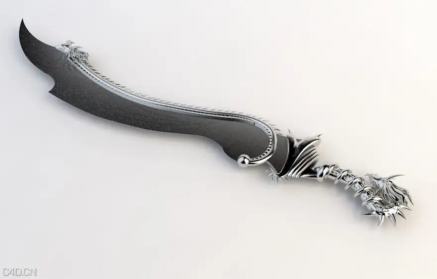 游戏道具模型：屠龙刀C4D模型 Dragon Sword