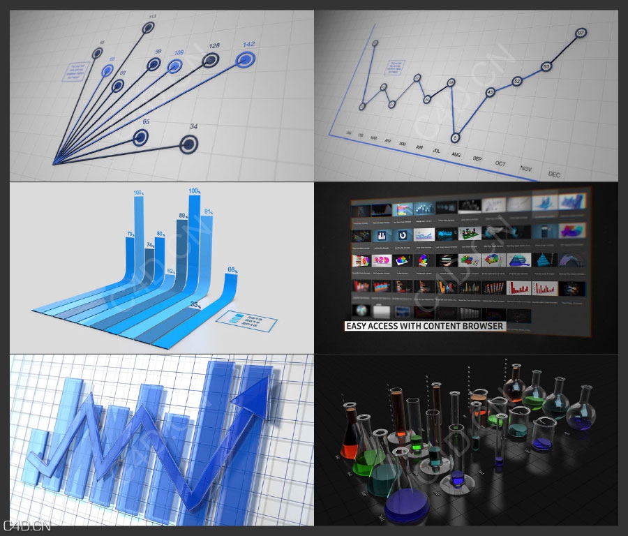 C4D图形曲线图数据图图表表格饼形图饼状图走势图LIB4D预设 - C4D之家 - c4d-2.jpg