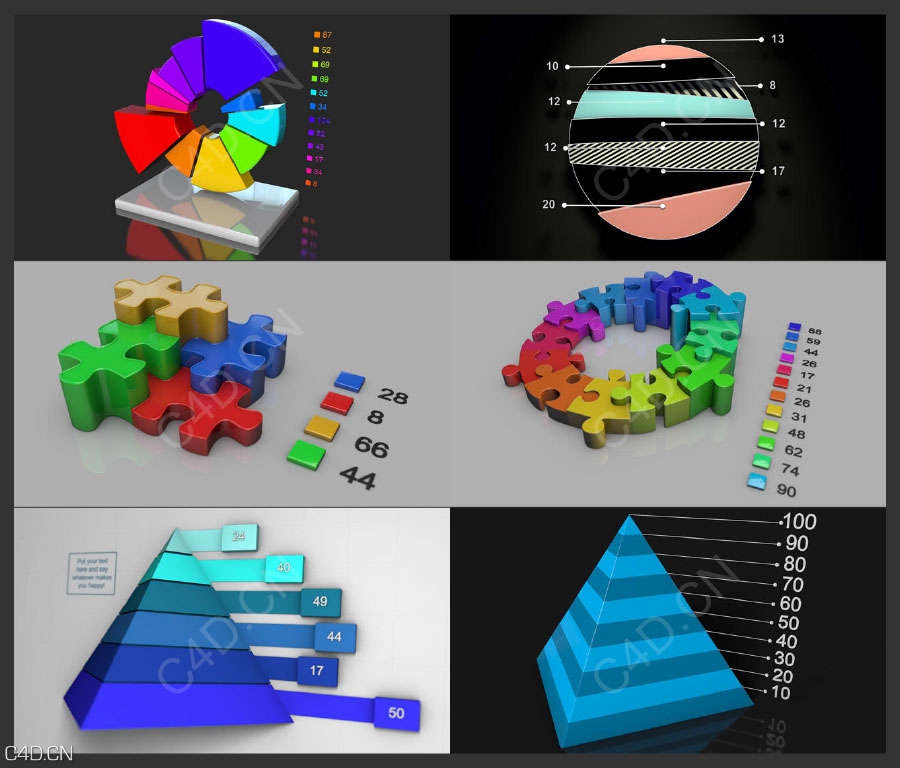 C4D图形曲线图数据图图表表格饼形图饼状图走势图LIB4D预设 - C4D之家 - c4d-5.jpg