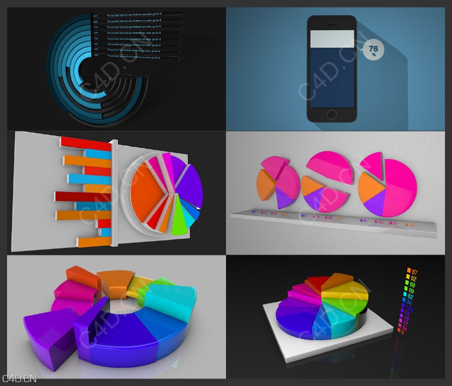 C4D图形曲线图数据图图表表格饼形图饼状图走势图LIB4D预设 - C4D之家 - c4d-4.jpg