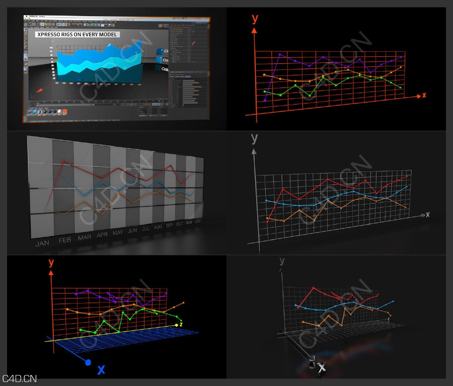 C4D图形曲线图数据图图表表格饼形图饼状图走势图LIB4D预设 - C4D之家 - c4d-8.jpg