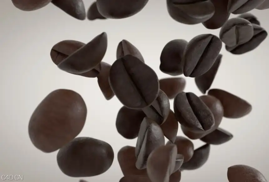 C4D/AE制作咖啡豆下落中的运动模糊和景深效果