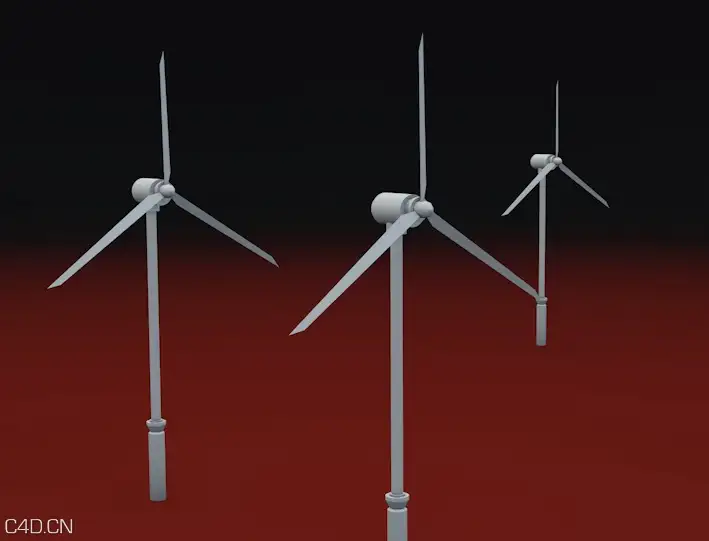 风车发电C4D模型 Windmill power generation