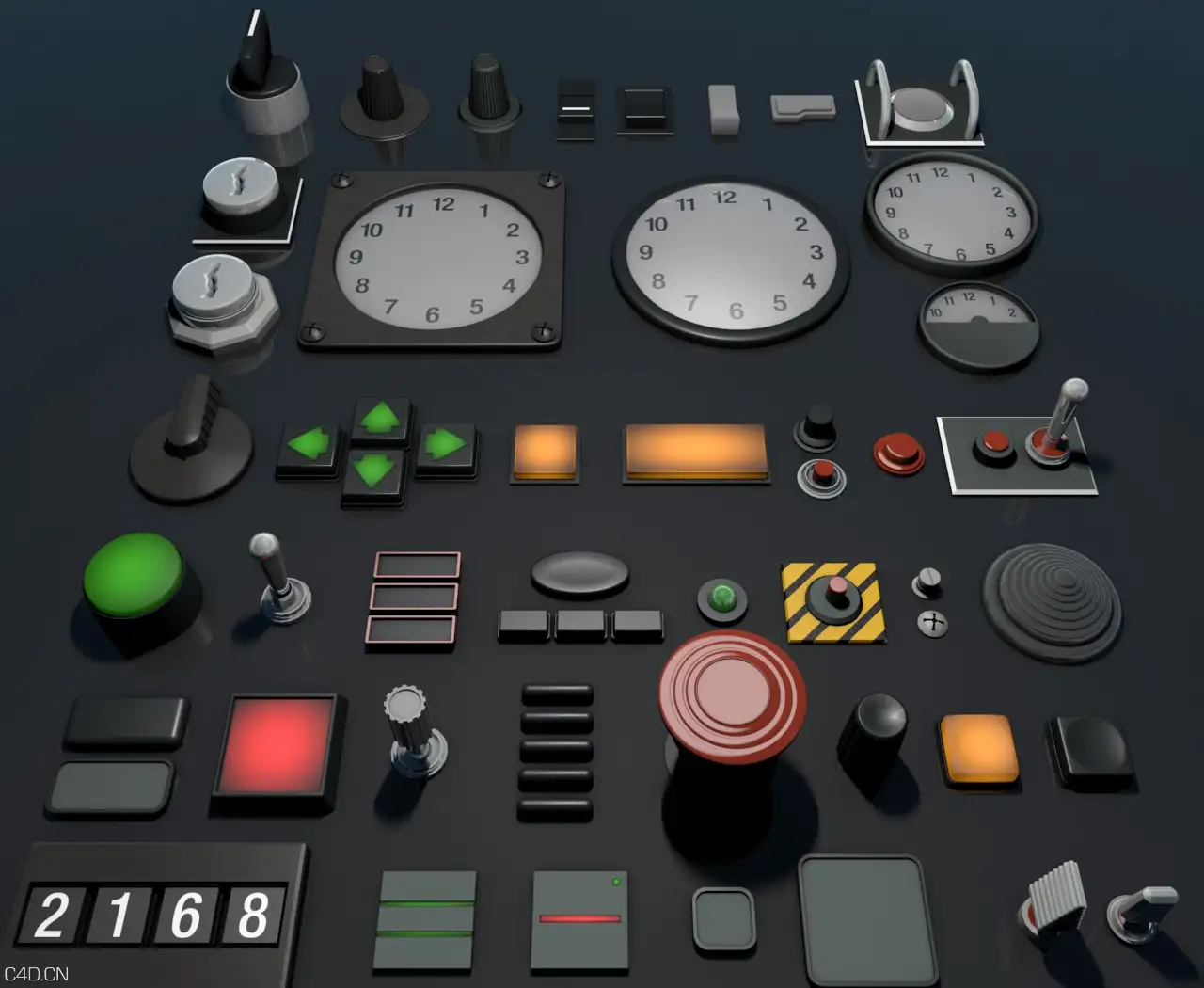 开关、按钮、刻度盘C4D模型合集包Motion Graphics Roundup - C4D之家 - Button_Kit.jpg