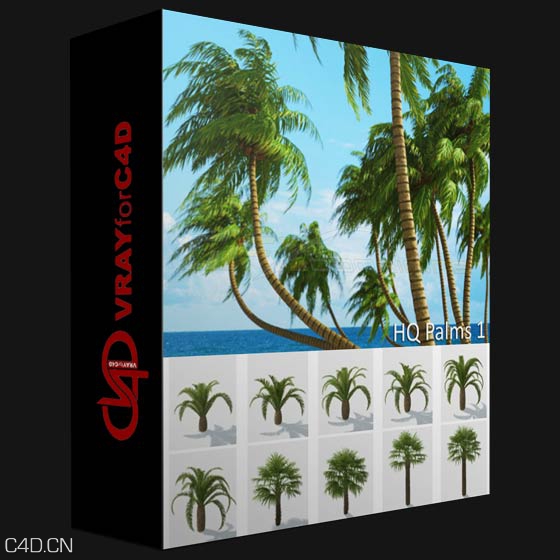 280个海岛风情树种C4D模型合集 VRAYFORC4D – HQ PALMS VOL.1 FOR CINEMA4D