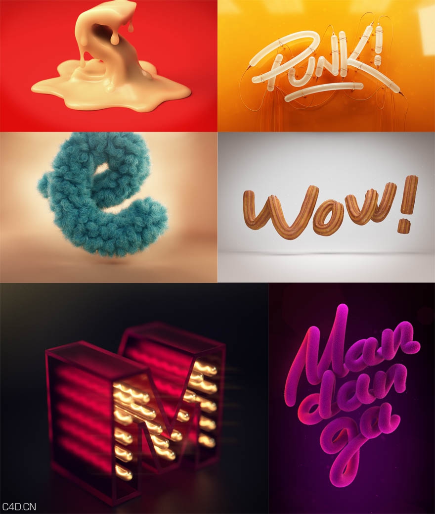 Cinema 4D 文字建模和贴图教程 modeling and texturing with Cinema 4D