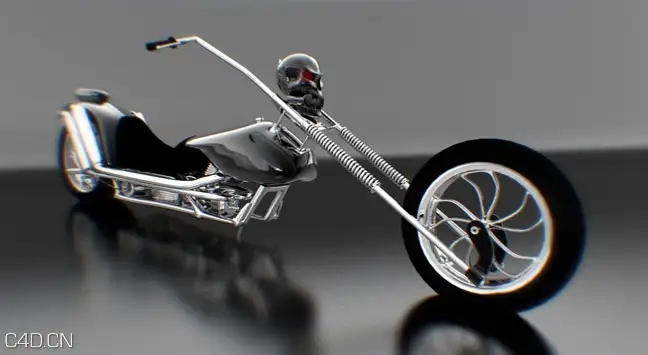 骷髅头摩托车C4D模型 Evil Motorcycle