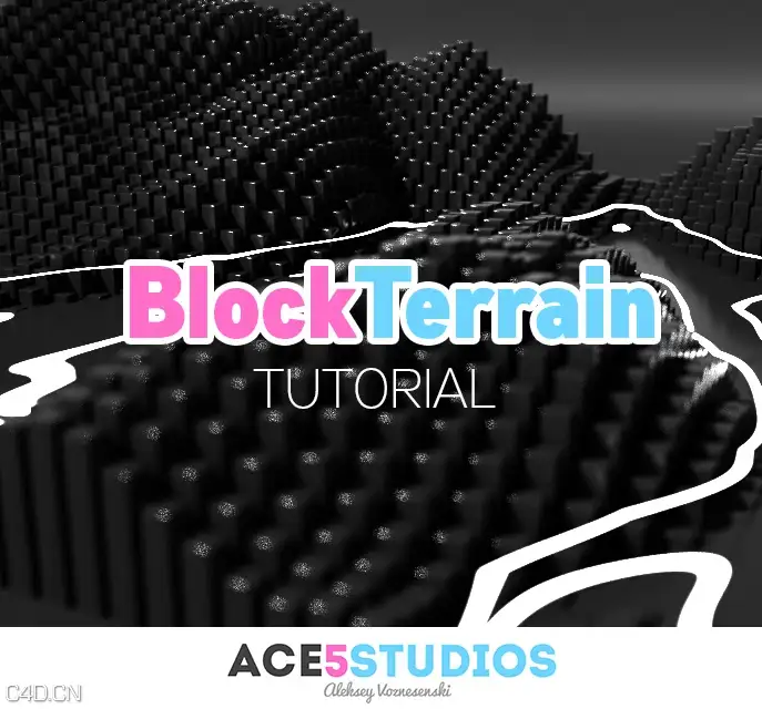 C4D利用着色器效果器制作像素地形 Block Terrain Cinema 4D tutorial