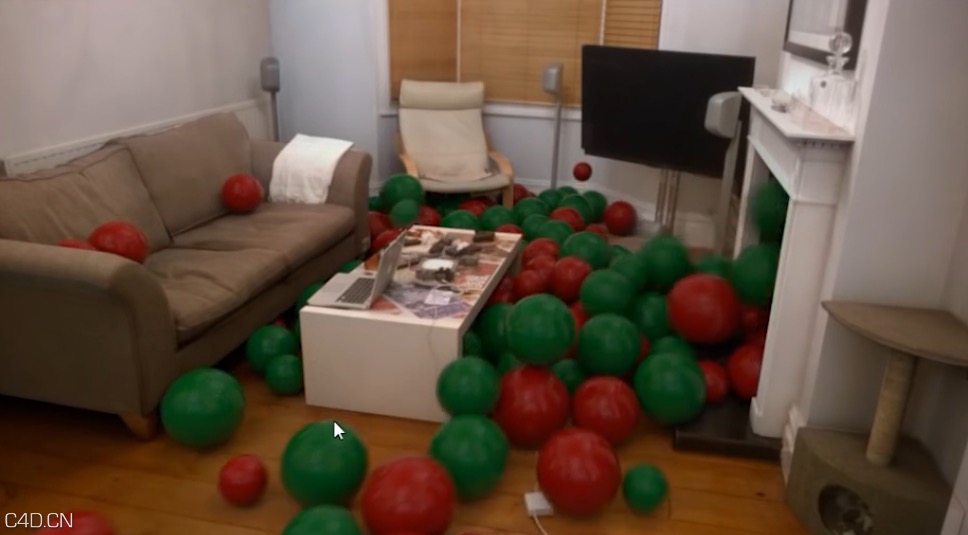 C4D利用投影映射制作模型与照片的场景动画