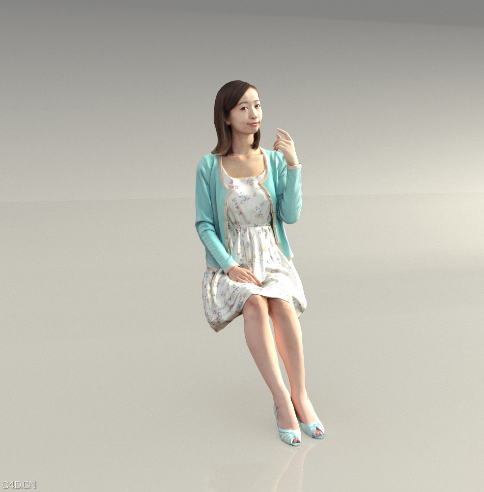 坐着的年轻女人3D扫描模型 woman