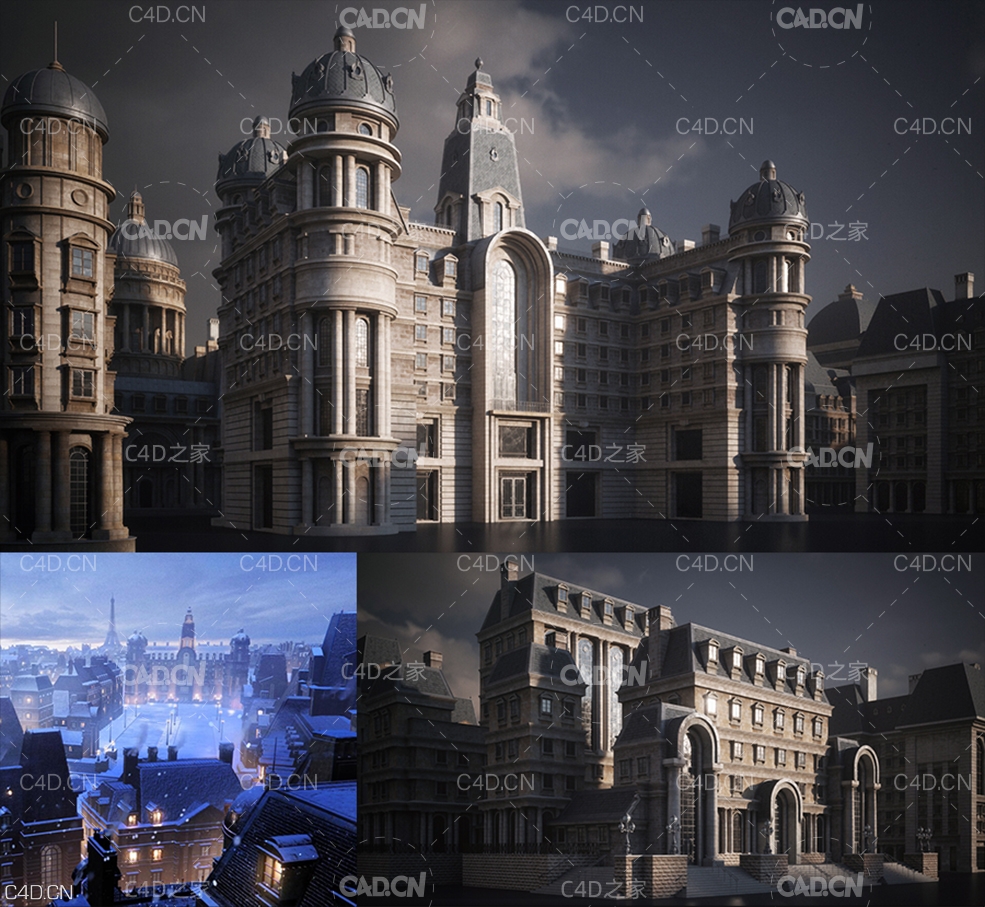 巴黎建筑楼房3D模型KitBash3D - Parisian - C4D之家 - Parisian_Rollover_900x.jpg