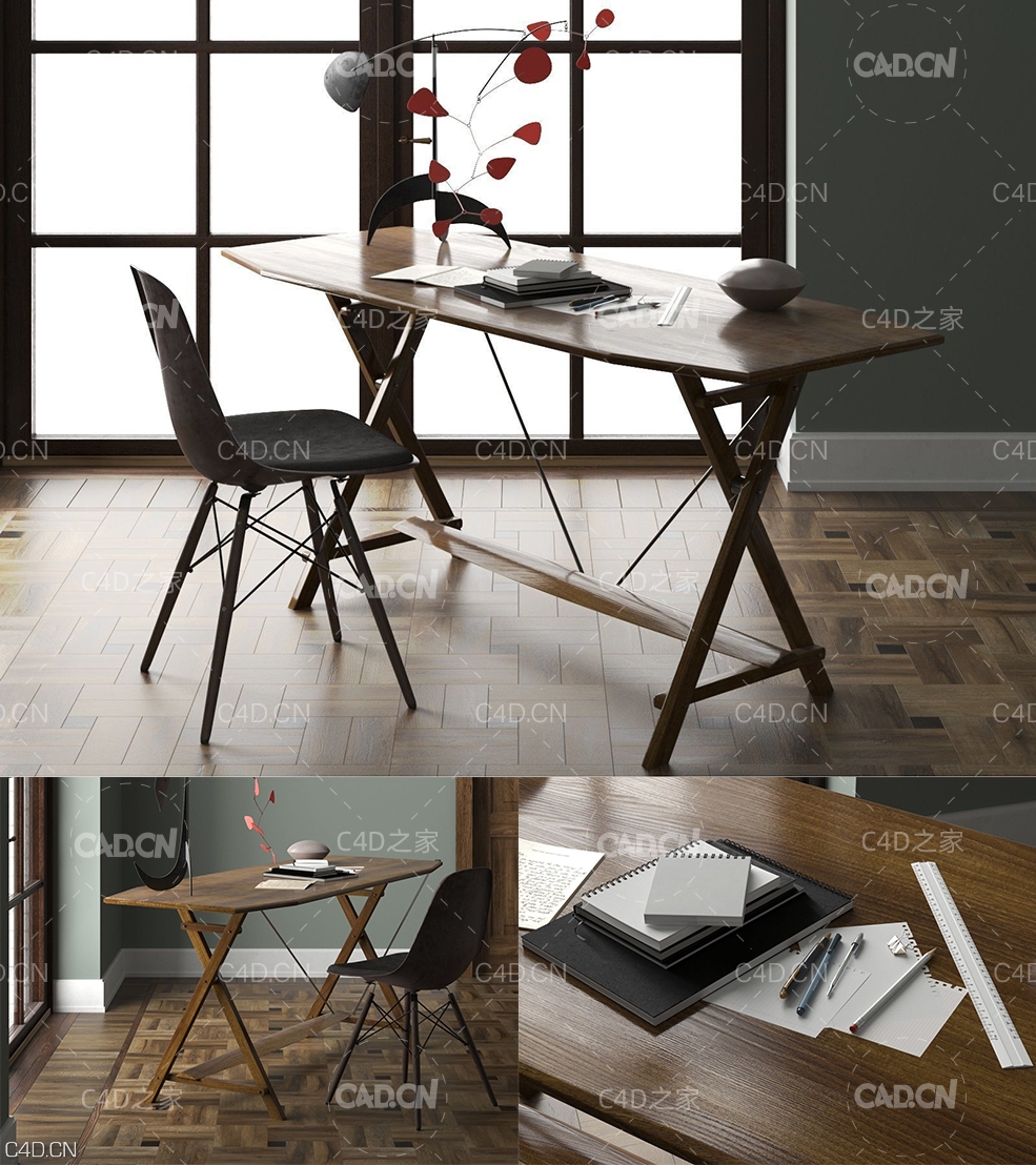 C4D室内模型：书房书桌模型 Study - C4D之家 - beinspiration-99-3d-model-max--obj-mtl-fbx-c4d-2.jpg