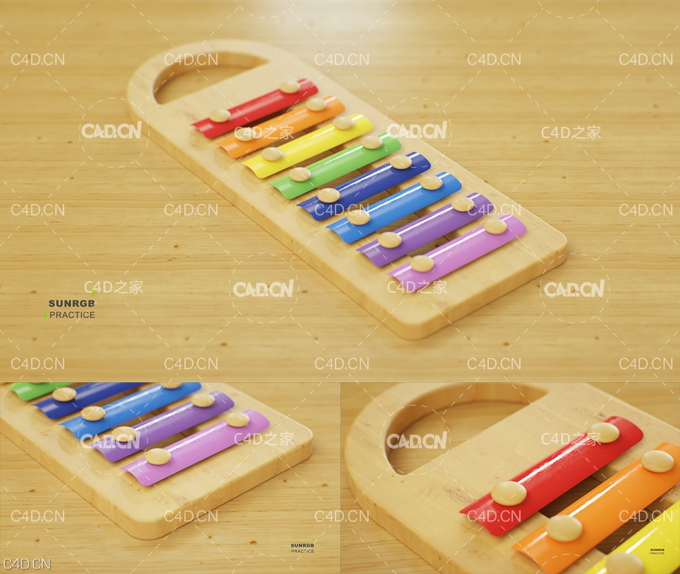 C4D Octane Render儿童音乐玩具模型 MusicToy - C4D之家 - color_SUNRGB.jpg