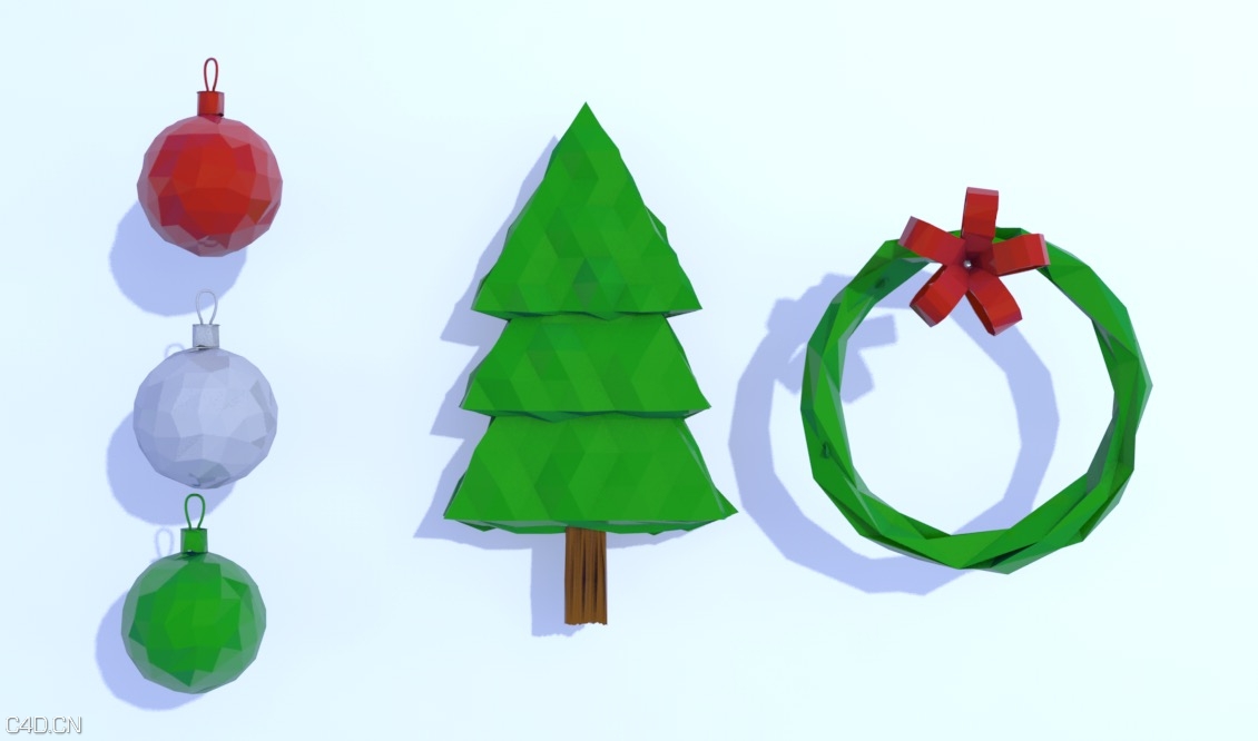 圣诞节低面多边形饰品 Low Poly Christmas ToolKit