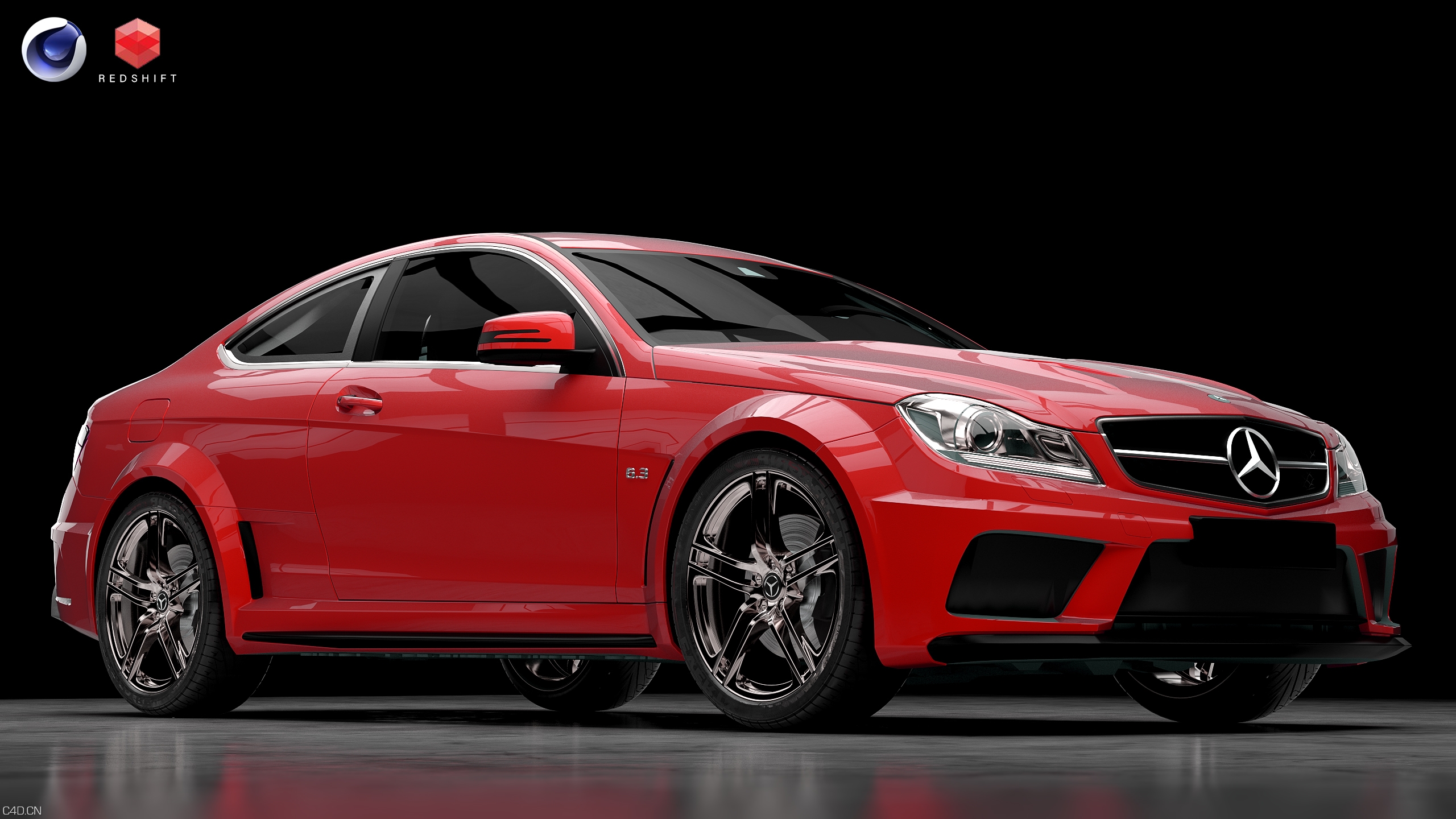 REDSHIFT汽车渲染练习 - C4D之家 - hong.jpg