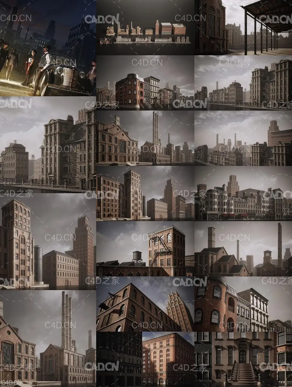 19世纪美国工业城市楼房建筑3D模型 Mini Kit: Boroughs - C4D之家 - KitBash3D-Mini-Kit-Boroughs.jpg