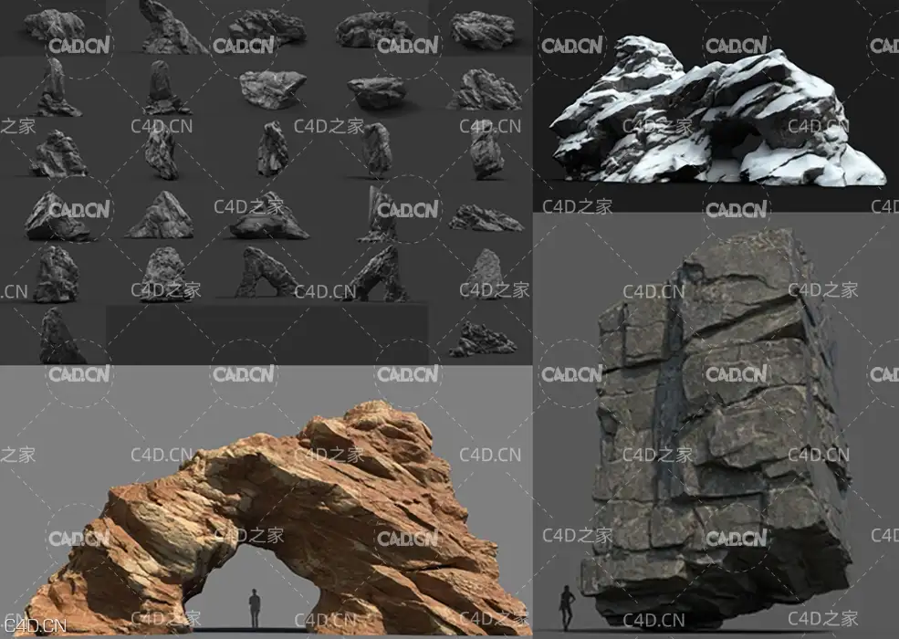 石头3D模型 Gumroad – Rocks Bundle（OBJ） - C4D之家 - Bundle.jpg