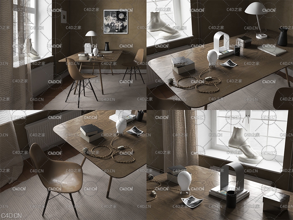 C4D室内模型渲染：书房书桌 Study - C4D之家 - beinspiration-120-3d-model-max--obj-mtl-fbx-c4d-1.jpg
