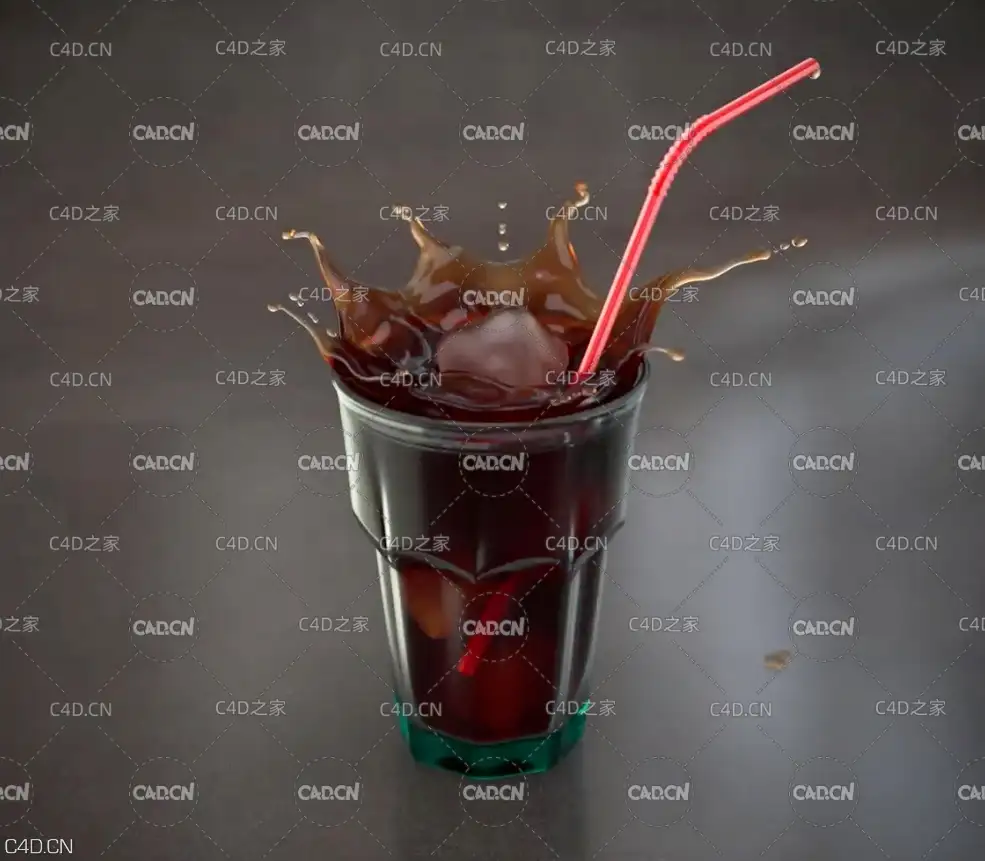 C4D创建一杯可乐四溅的饮料 Cinema 4d Splash Drink