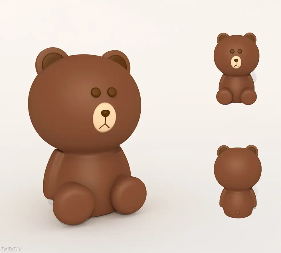 C4D布朗熊卡通玩偶模型