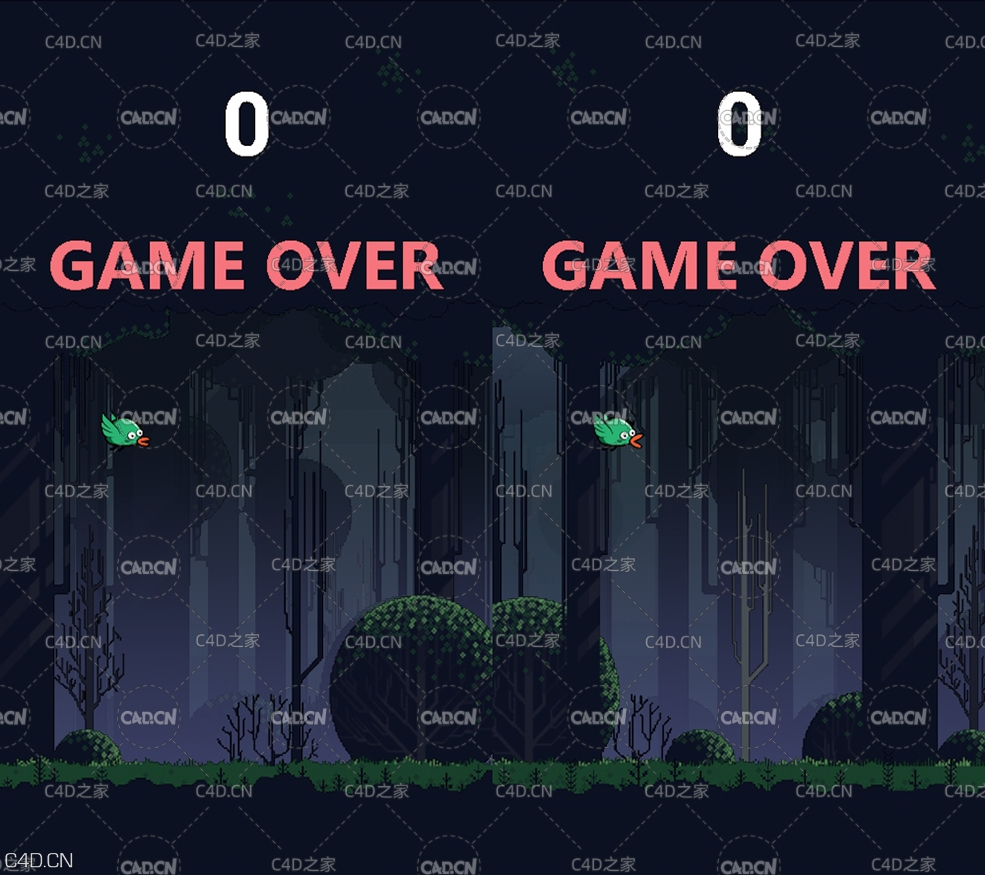 C4D游戏：飞翔的小鸟 FlappyBird