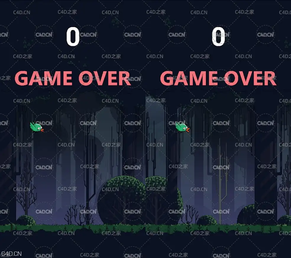 C4D游戏：飞翔的小鸟 FlappyBird