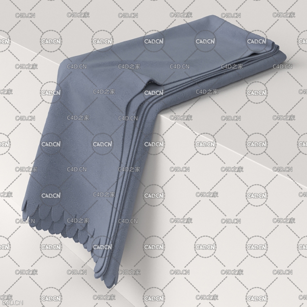 折叠的蓝色毛毯C4D模型 Polar Blanket