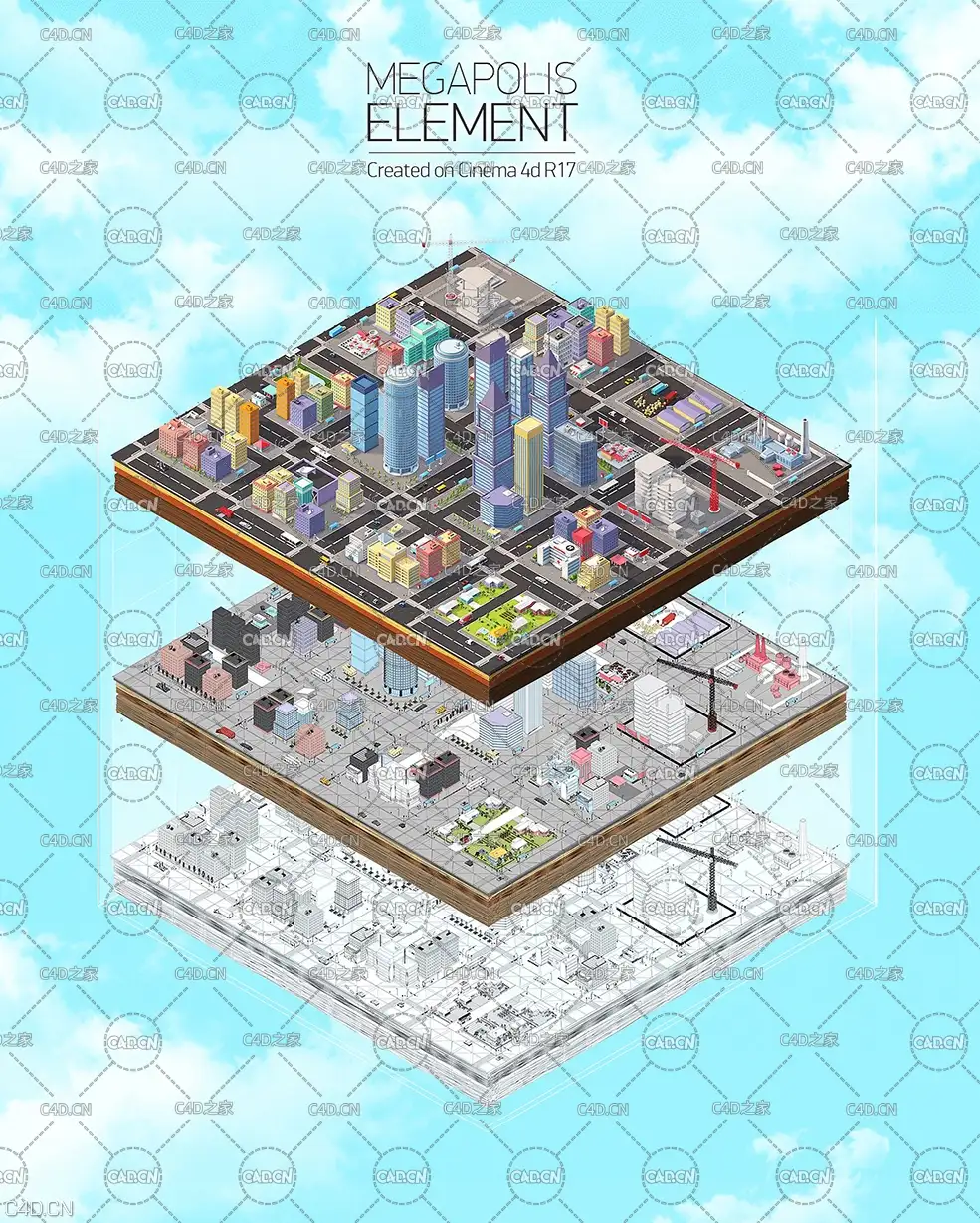 C4D低多边形城市楼房模型 城市建筑 汽车 工厂 楼房 别墅Low Poly Megapolis City Pack - C4D之家 - 212113pkkvvs0o88haov35.jpg
