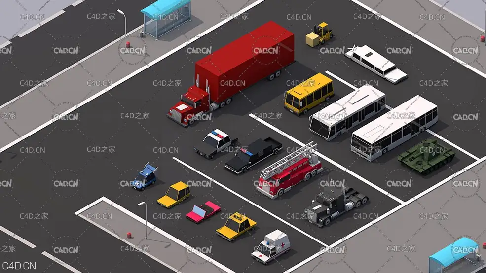 C4D低多边形城市楼房模型 城市建筑 汽车 工厂 楼房 别墅Low Poly Megapolis City Pack - C4D之家 - 212113hm99hx0e29ce22rh.jpg