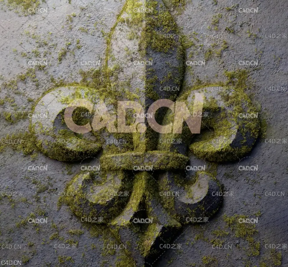 C4D制作长满绿苔的3D立体雕花教程 Creating a Fleur de lis in cinema 4d