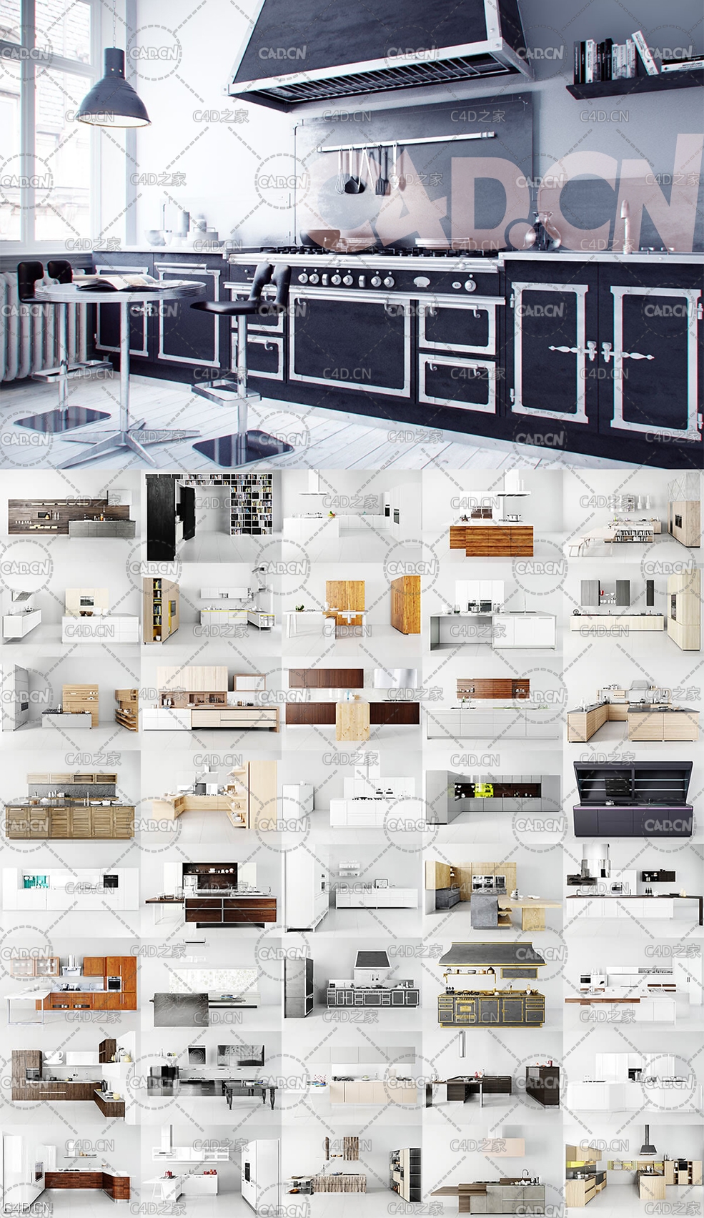 40套厨房橱柜3D模型合集 Evermotion – Archmodels Vol. 166