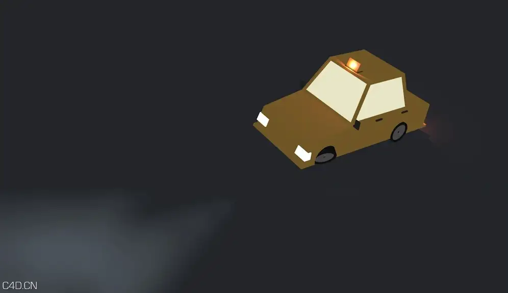 C4D低面多边形卡通小汽车动力学动画